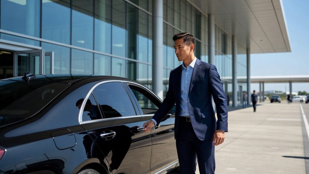 Luxury limousine service in Napa Valley wine country with professional chauffeur