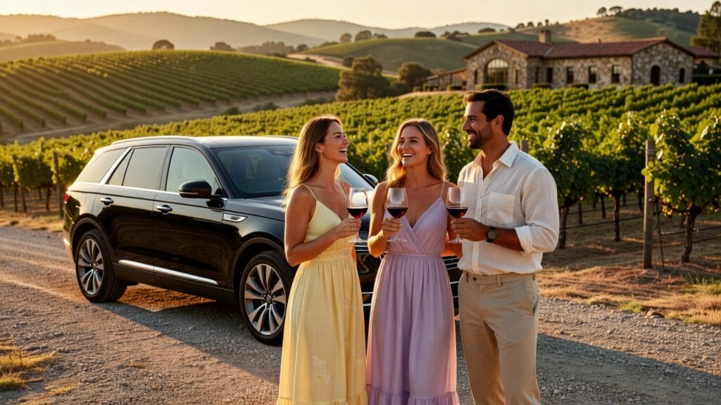 Luxury limousine service in Napa Valley wine country with professional chauffeur